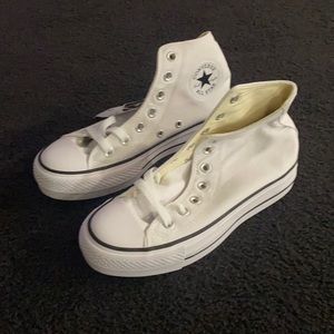 White high top platform converse
